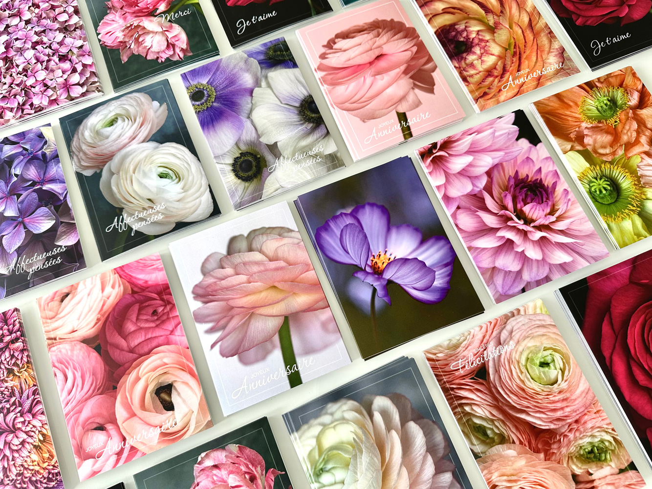 Cartes florales imaginées pour les fleuristes et les amoureux des fleurs